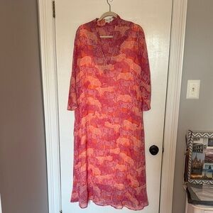 Molly Bracken- Pink and Orange Patterned tiger Dress- size large